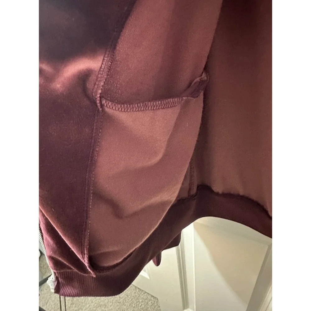 INC International Concepts Burgundy Velour Track Jacket‎ Striped Mens Size S